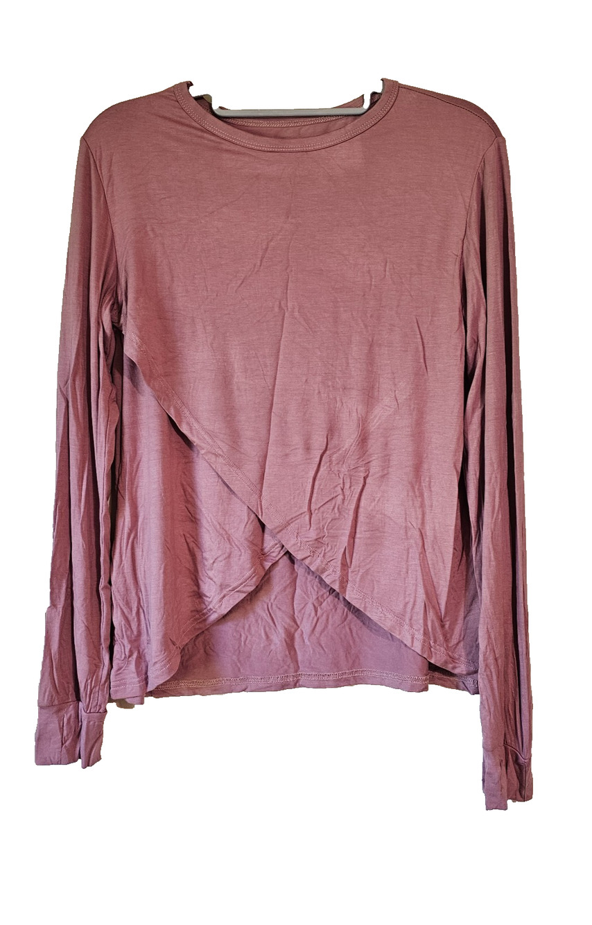 NWT Kay Unger Womens M Long Sleeve Wrap Front Top Blouse Rayon